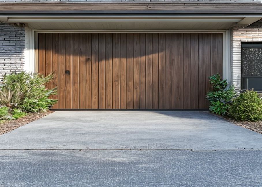 Garage and driveway area where ants can enter through door gaps